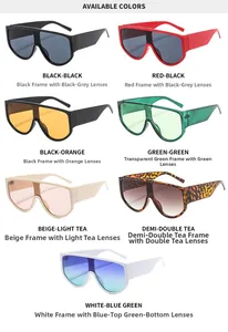 Detailed grid view showcasing seven color options for oversized flat top sunglasses