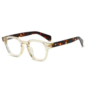 Retro Anti Blue Light Glasses Frames PC Square Round Eyewear With Metal Rivet For Men Women Fashion Clear Lens