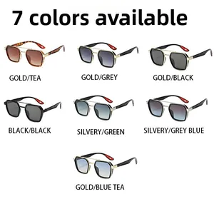 Detailed matrix view of retro polygon sunglasses in seven distinct color combinations