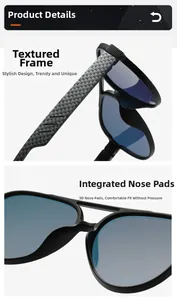 Détail de lunettes de soleil noir mat avec branches tressées et plaquettes de nez intégrées