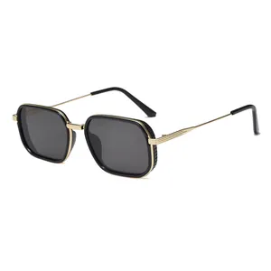 Fashion Square Metal Frame Sunglasses UV400 Protection Gradient Lens Vintage Outdoor Driving Eyewear For Men Women