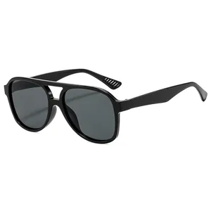 Fashion Pilot Sunglasses For Women Men PC Frame AC Lens UV400 Double Bridge Oversized Retro Outdoor Driving Sun Glasses