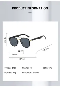 Detailed size specifications and product parameters of fashion metal sunglasses