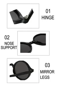 Detailansicht der Retro-Sonnenbrille mit Metallscharnieren und integrierten Nasenpads
