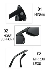 Détails des charnières, des plaquettes de nez et des branches ergonomiques de lunettes
