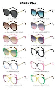 Color display of oversized women sunglasses with pearl accents and gradient lenses