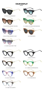 Aperçu détaillé des lunettes œil-de-chat en 14 coloris avec des branches métalliques élégantes