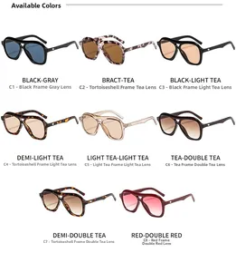 Selection of retro aviator sunglasses in eight diverse colors for stylish outdoor wear