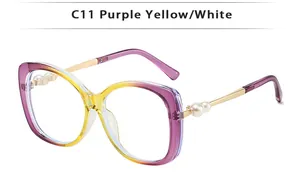 Detail of fashion oversized sunglasses with gradient frame and pearl temple accents