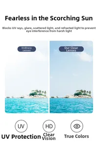 Cat eye sunglasses detail showing UV400 protection and HD vision clarity on beach