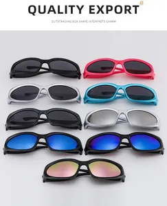 Selection of 9 athletic wrap-around sunglasses with colorful mirrored lenses and frames