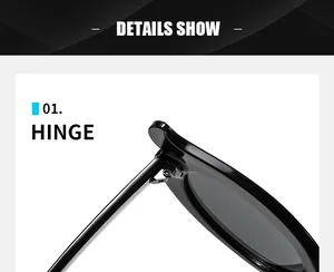 Detail view of reinforced metal hinge on black cat-eye sunglasses for women
