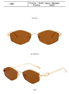 Makro-Detail der goldenen geometrischen Scharniere einer hexagonalen Vintage-Sonnenbrille