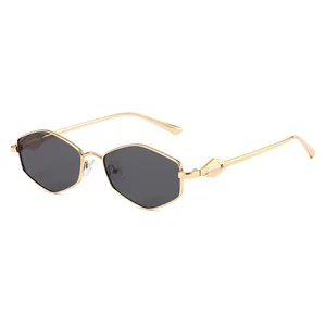 Vintage Hexagonal Kleine Rahmen Sonnenbrille Für Damen Herren Metalllegierung UV400 Schutz Geometrisch Mode Retro Outdoor