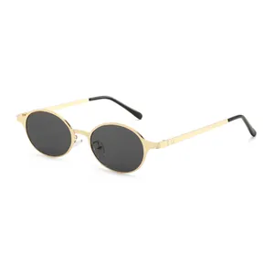 Vintage Oval Metallrahmen Sonnenbrille Damen Herren Mode Retro UV400 Schutz Sonnenschutz Brillen Gold Silber Schwarz