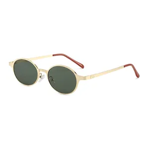 Retro Oval Sunglasses Metal Frame UV400 Protection Vintage Fashion Eyewear For Women Men Trendy Outdoor Sun Shades