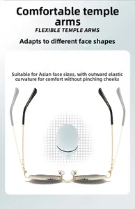 Flexible metal frame sunglasses with elastic temples for adaptive fit on any face shape