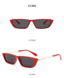 Dettaglio degli occhiali da sole rossi cat-eye C5 RED con aste in metallo oro