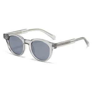 Retro Polarisierte Sonnenbrille mit transparentem grauem Rahmen und UV-Schutz