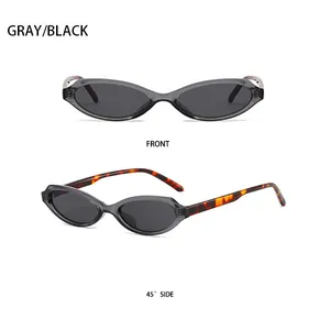 Detailed front and 45-degree side view of tortoise shell cat eye sunglasses with gray lenses