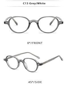 Front and side views of translucent grey oval TR90 sunglasses with silver arrow detail
