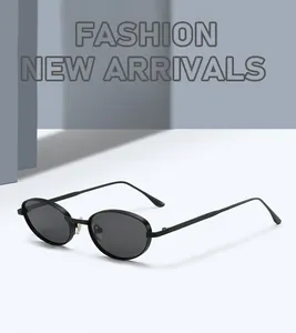 Macro detail of retro steampunk oval sunglasses with textured black metal frames