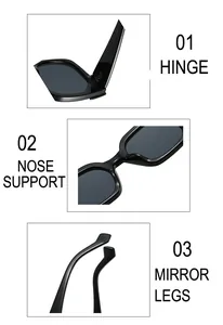 Détails des charnières métalliques, des plaquettes de nez et des extrémités des branches de lunettes