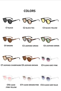 Grid view of vintage round sunglasses in 12 assorted frame colors and lens tints