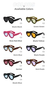 Série de neuf lunettes de soleil polygonales avec divers coloris de montures et verres