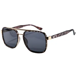 Fashion Square Sunglasses Women UV400 Polarized Metal Double Bridge Vintage Oversized Frame Shading Glasses Travel Daily