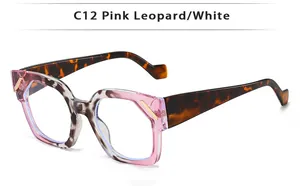 Détail de lunettes de soleil œil-de-chat avec monture léopard rose et métal doré