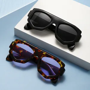 Lunettes de Soleil Géométriques à Polygones Mode Monture PC Lentille AC Protection UV400 Lunettes Hip Hop Surdimensionnées pour Photo de Rue Femme Homme