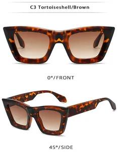 Front and side views of tortoise shell sunglasses with dark brown gradient lenses