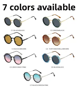 Sept options de couleurs pour lunettes de soleil rondes vintage surdimensionnées