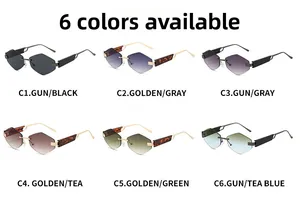 Six couleurs disponibles pour lunettes de soleil triangulaires sans monture tendance