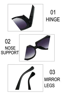 Detailed views of reinforced hinges, comfortable nose pads, and ergonomic temple design