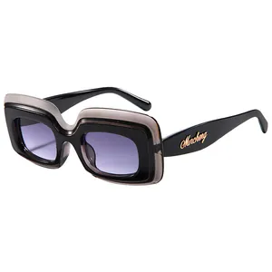 Lunettes de Soleil Carrées à Grande Monture pour Femmes Hommes Alliage PC Protection UV400 Vintage Couleur Multi Couches Rétro Voyage Extérieur