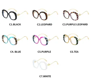 Variation display of oval fashion sunglasses featuring golden heart hinges and 7 colors