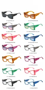 Vue détaillée de 14 lunettes de soleil œil de chat et montures transparentes aux couleurs variées