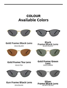 Cat-eye Y2K metal sunglasses available in gold, black, silver and gunmetal frames