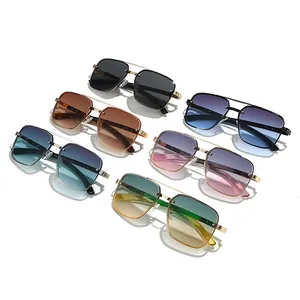 Retro metal pilot sunglasses collection with double bridge frames in six assorted colors