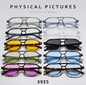 Matrix of ten double-bridge aviator sunglasses in multiple lens tints and frames