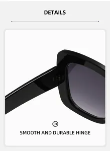 Detail of high-quality smooth metal hinges on black polished square sunglasses