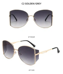 Detailansicht der goldenen Schmetterlings-Sonnenbrille mit grauen Verlaufsgläsern und Details