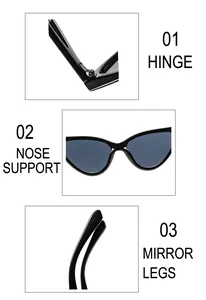 Detail view showing strong hinges, integrated nose support and ergonomic temple tips