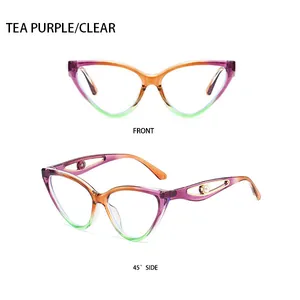 Cat eye sunglasses featuring tea purple gradient lenses and pearl decorated metal temples