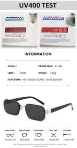 Spécifications de taille et protection UV400 pour lunettes de soleil en métal carrées
