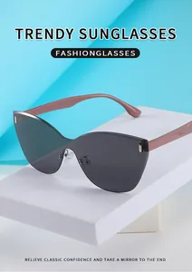 Gros plan sur lunettes de soleil œil-de-chat sans monture avec détails dorés