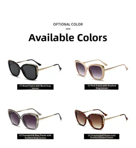 Matrix view of oversized sunglasses in black, pink, grey, and tortoiseshell finishes