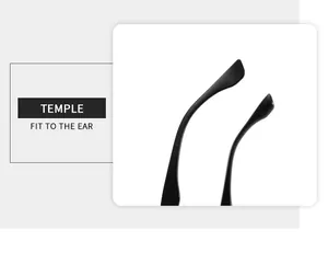 Détail des branches noires avec une conception ergonomique pour l'oreille